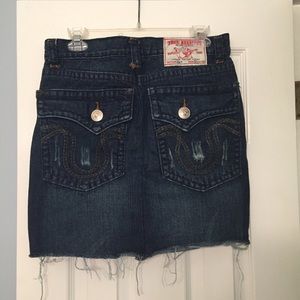 True Religion Joey Distressed Denim Skirt